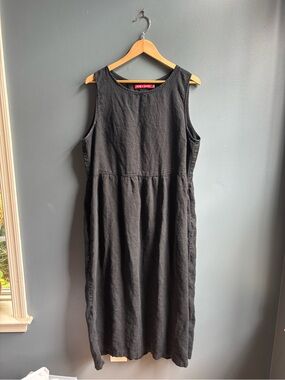 Pyne & Smith No.26 Black Linen Dress XXL Sleeveless Pockets